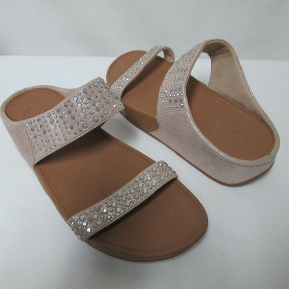 Vionic studded comfort double strap slides sandals Champagne Size Sz 9 - Picture 1 of 12